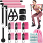 Pilates Bar Kit with Resistance Bands,Pilates Bar with Stackable Bands Workout Equipment for Legs,Hip,Waist and Arm,Exercise Fitness Equipment for Women & Men Home Gym Yoga Pilates