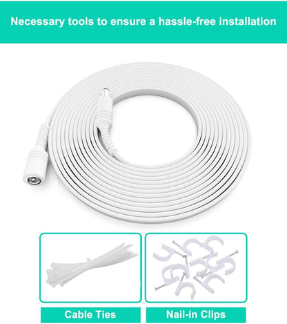 30Ft 12V DC Extension Cable 2Pack,Power Supply Extension Cord 2.1Mm X 5.5Mm 5521 12V DC Adapter Flat Female to Male Extender Wire 24V for Eufy E330,TP Link Tapo Camera C200,C520WS,C510W,C310