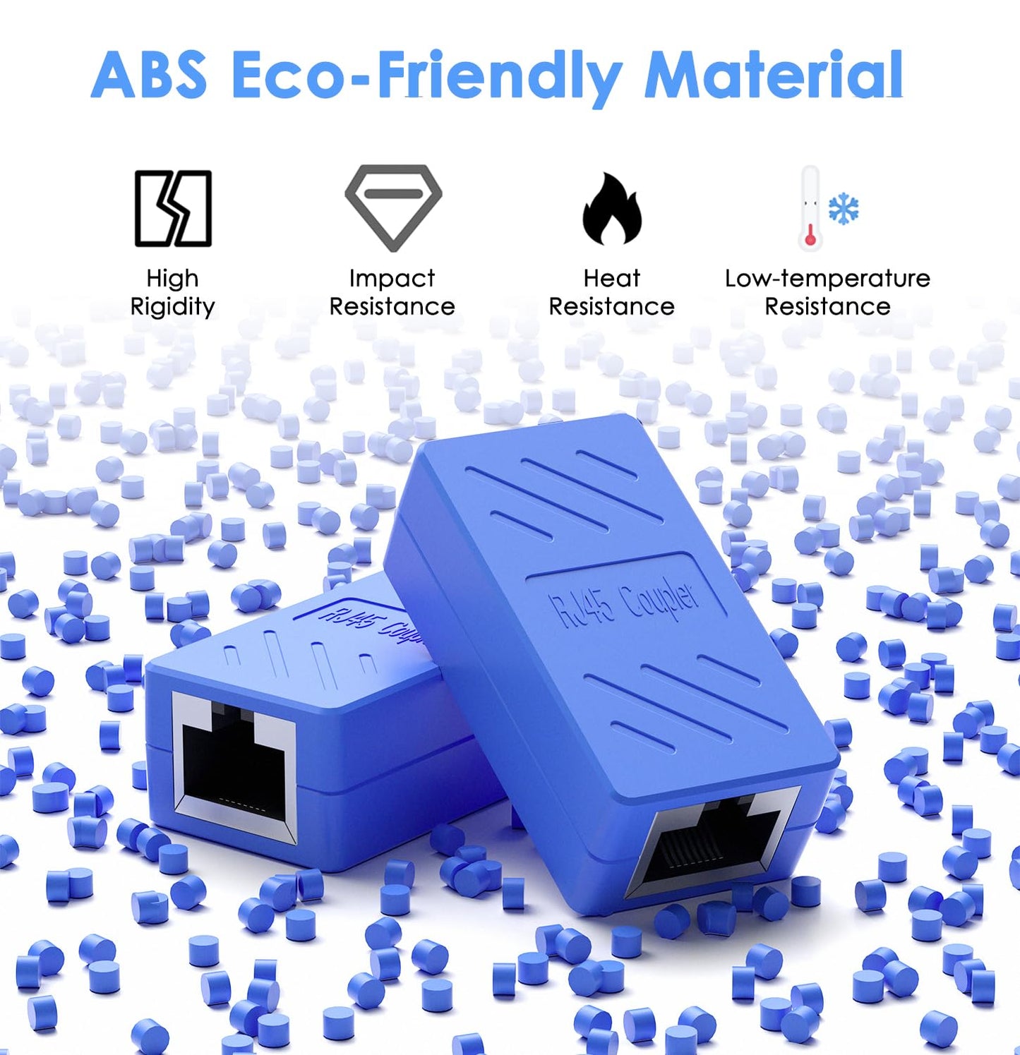 RJ45 Ethernet Coupler - Female to Female Connector for Cat7/Cat6/Cat5E/Cat5 (Pack of 5, Blue)