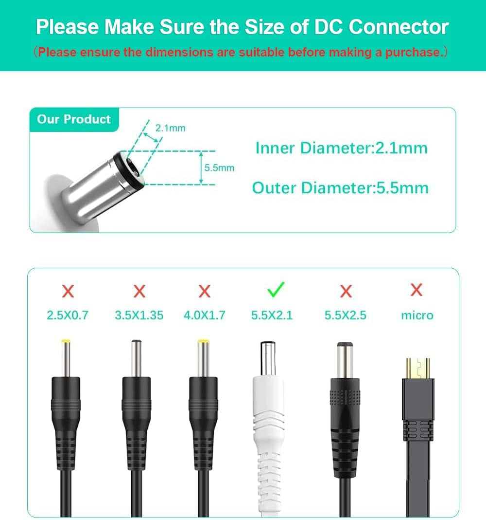 30Ft 12V DC Extension Cable 2Pack,Power Supply Extension Cord 2.1Mm X 5.5Mm 5521 12V DC Adapter Flat Female to Male Extender Wire 24V for Eufy E330,TP Link Tapo Camera C200,C520WS,C510W,C310
