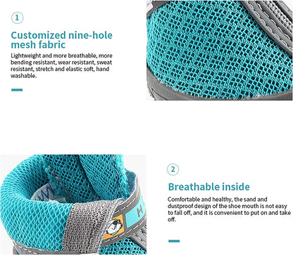 Dog Hiking Booties - Breathable Paw Protectors with Anti-Slip Rugged Sole for Small to Medium Dogs, Blue, Size 4 (Pack of 4)