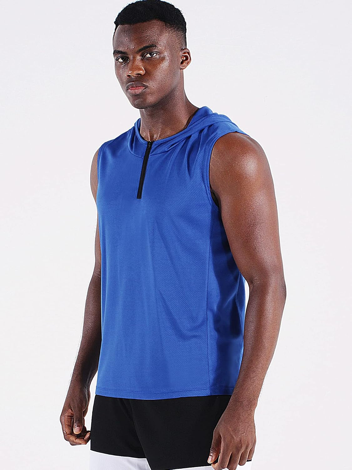 Men'S Running Tank Tops 3 Pack Sleeveless Workout Athletic Shirts with Hoods