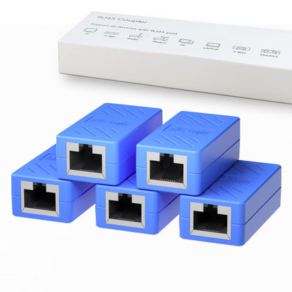 RJ45 Ethernet Coupler - Female to Female Connector for Cat7/Cat6/Cat5E/Cat5 (Pack of 5, Blue)