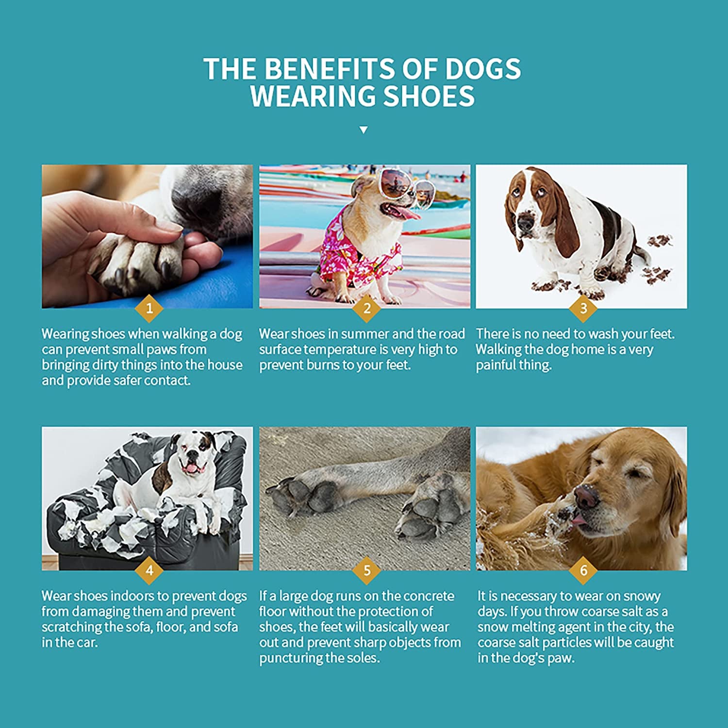 Dog Hiking Booties - Breathable Paw Protectors with Anti-Slip Rugged Sole for Small to Medium Dogs, Blue, Size 4 (Pack of 4)