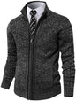 Men'S Cardigan Sweaters Full Zip up Stand Collar Slim Fit Casual Knitted Sweater with 2 Front Pockets