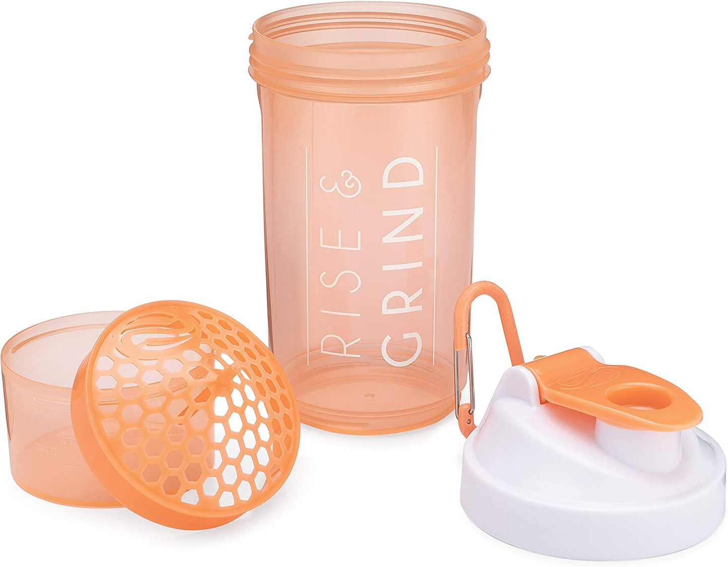 Shaker Bottle with Motivational Quotes | 27 Ounce Protein Shaker Cup | Attachable Container Storage for Protein or Supplements | Perfect Fitness Gift | Two Pack - Rise + I Am