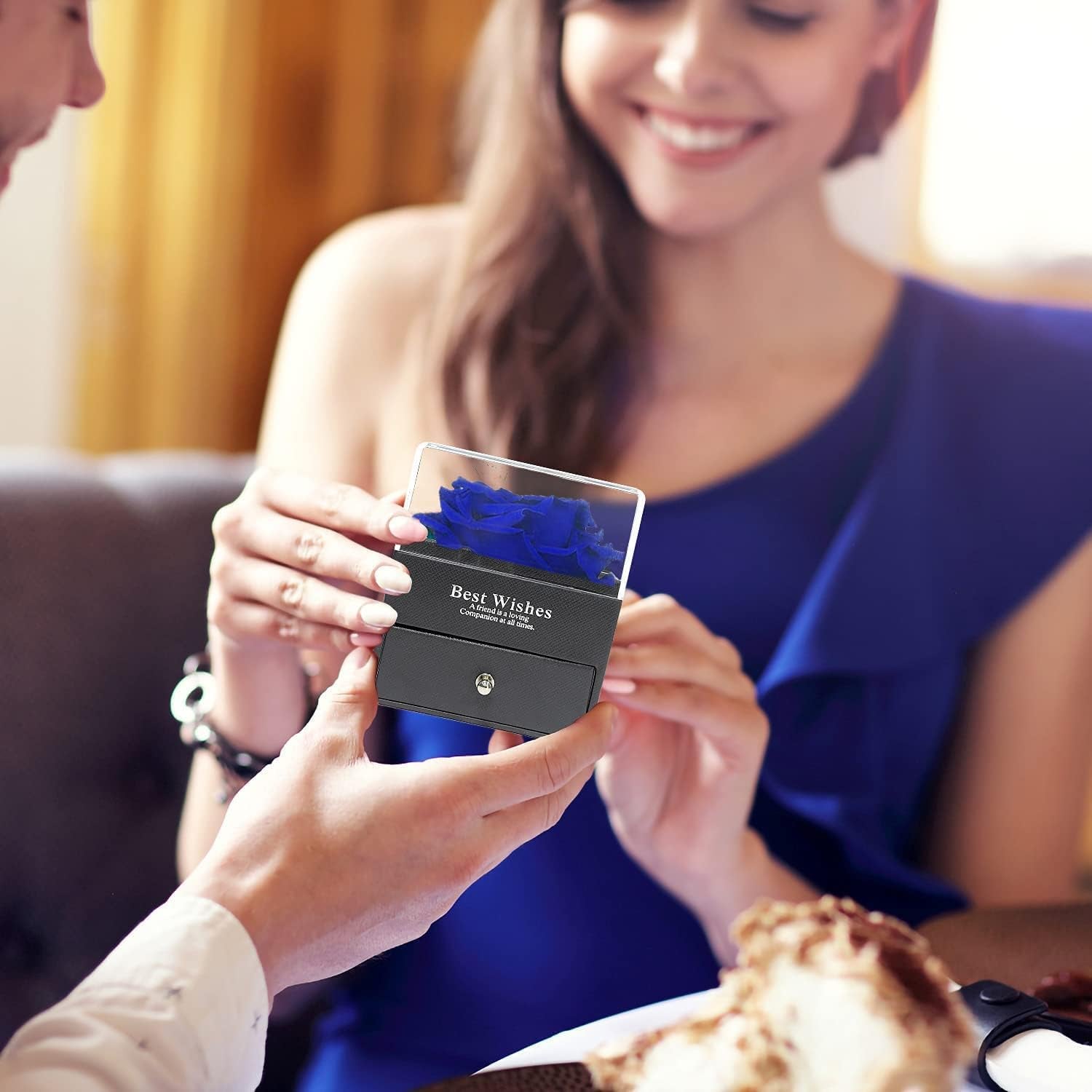 Blue Rose Gift Box Featuring 925 Sterling Silver Women's Necklace, Forever Preserved Rose Jewelry Box with "I Love You" Necklace in 100 Languages, Ideal Mother's Day Gift, Enchanted Rose for Her.