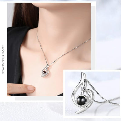 Blue Rose Gift Box Featuring 925 Sterling Silver Women's Necklace, Forever Preserved Rose Jewelry Box with "I Love You" Necklace in 100 Languages, Ideal Mother's Day Gift, Enchanted Rose for Her.