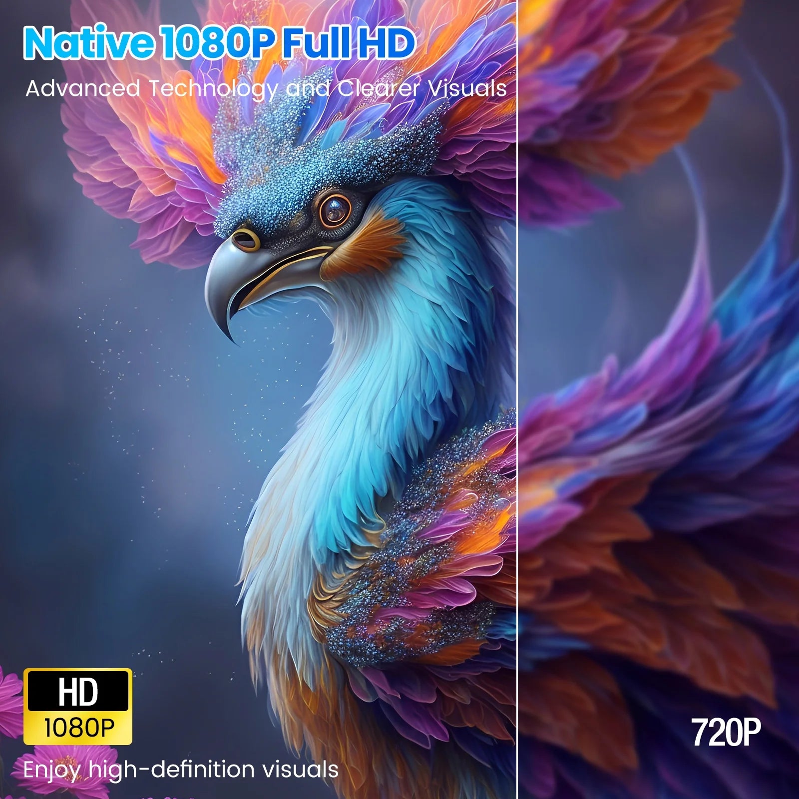 Native 1080P Projector with WiFi and Bluetooth Support, 4K Compatibility, 100,000 Hours Lamp Life