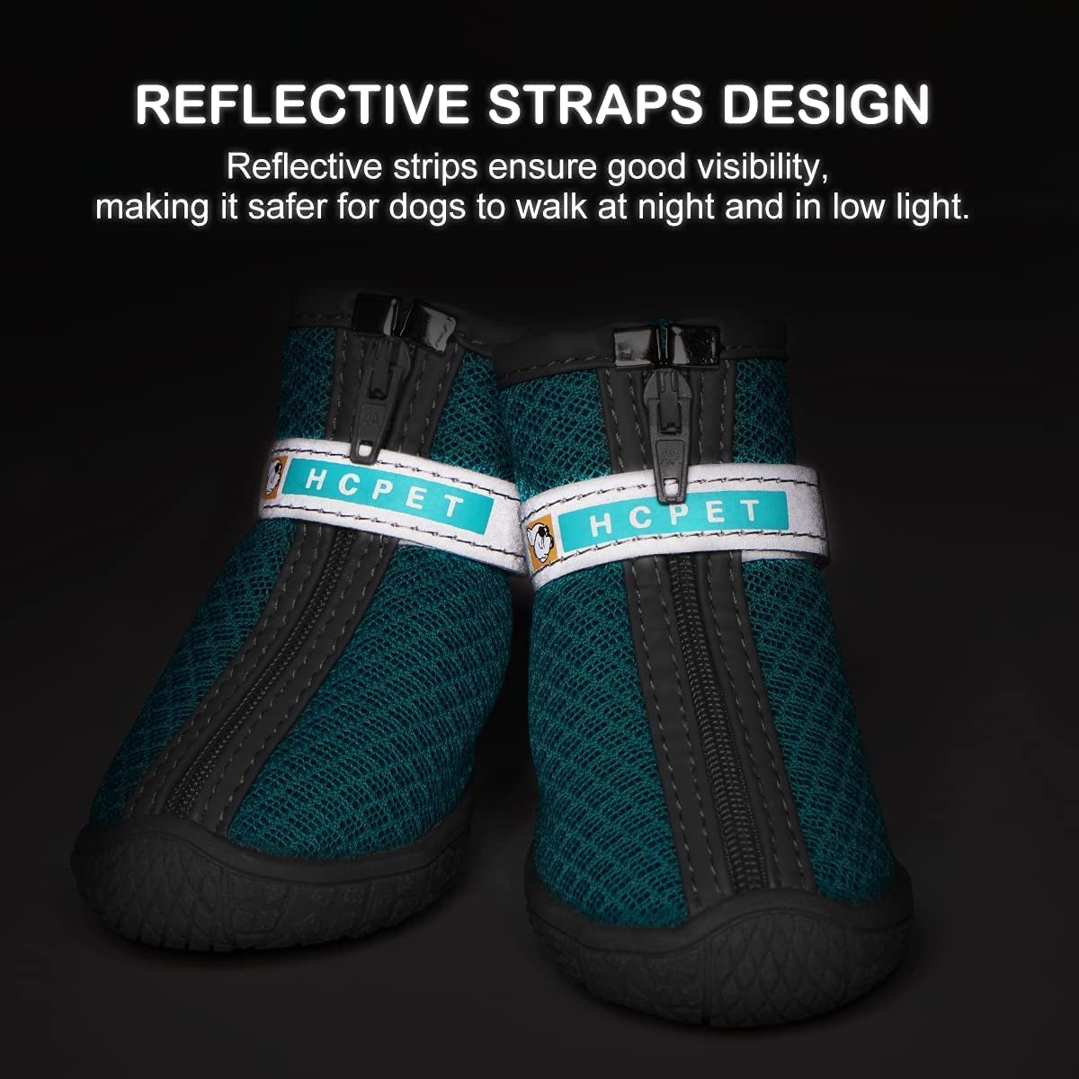 Dog Hiking Booties - Breathable Paw Protectors with Anti-Slip Rugged Sole for Small to Medium Dogs, Blue, Size 4 (Pack of 4)