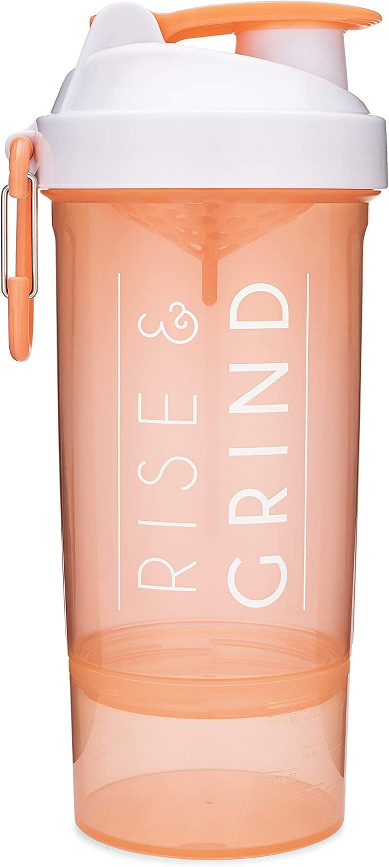 Shaker Bottle with Motivational Quotes | 27 Ounce Protein Shaker Cup | Attachable Container Storage for Protein or Supplements | Perfect Fitness Gift | Two Pack - Rise + I Am