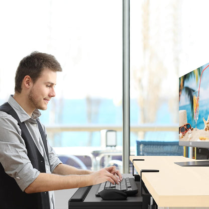 Under-Desk Keyboard Tray with Slide-Out Functionality, Clamp-On Design, and Wrist Rest - 26" (30" Including Clamps) x 10" - Dark Gray for Home Office and School Use