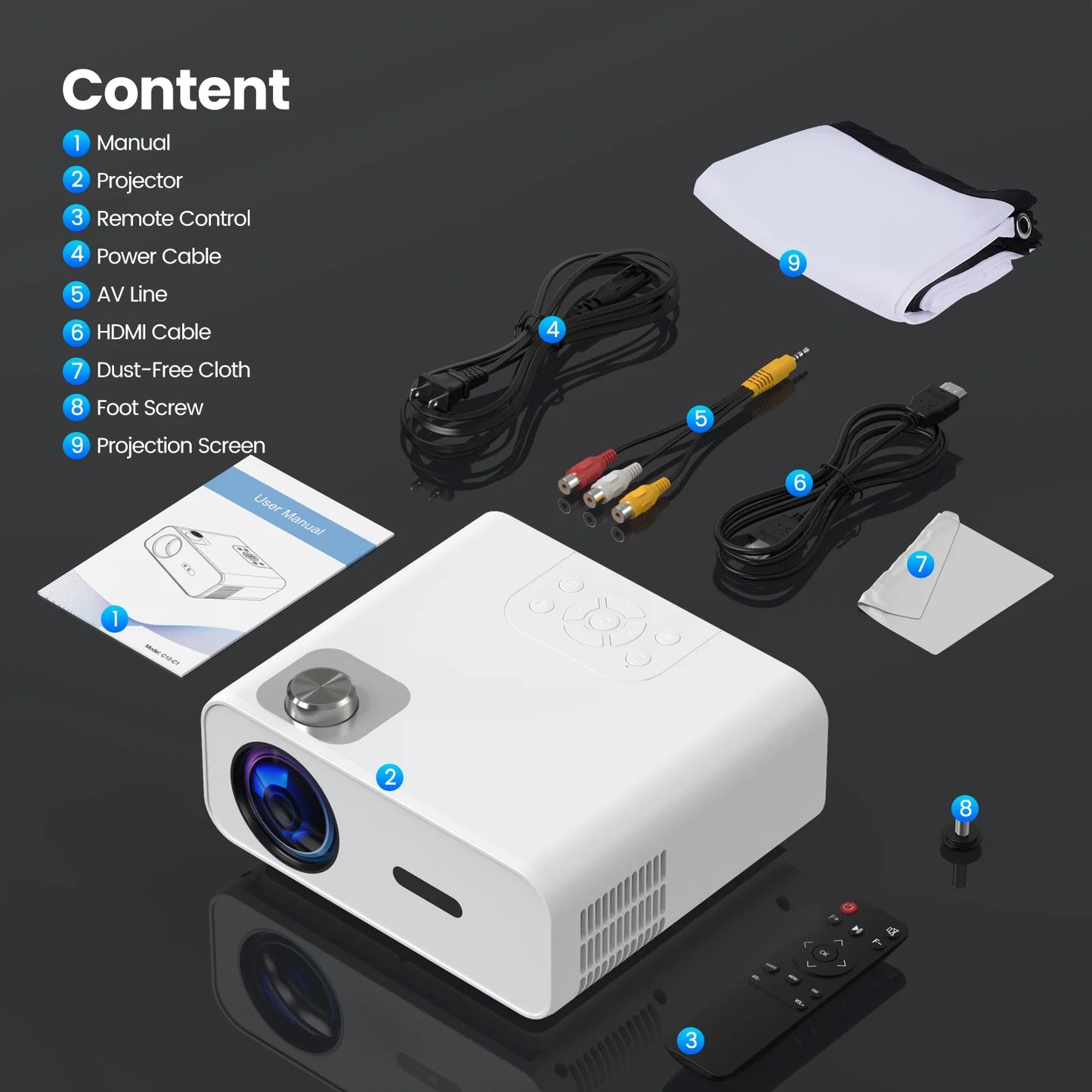 Native 1080P Projector with WiFi and Bluetooth Support, 4K Compatibility, 100,000 Hours Lamp Life
