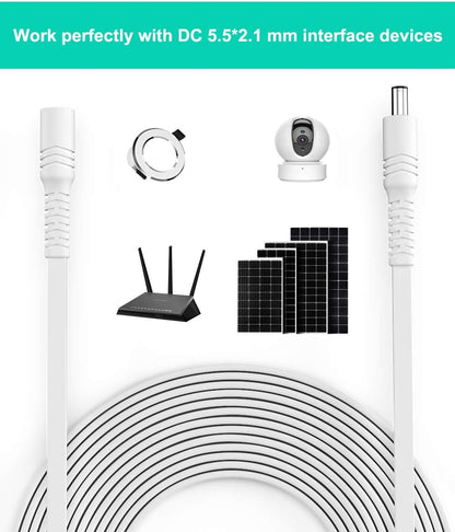 30Ft 12V DC Extension Cable 2Pack,Power Supply Extension Cord 2.1Mm X 5.5Mm 5521 12V DC Adapter Flat Female to Male Extender Wire 24V for Eufy E330,TP Link Tapo Camera C200,C520WS,C510W,C310