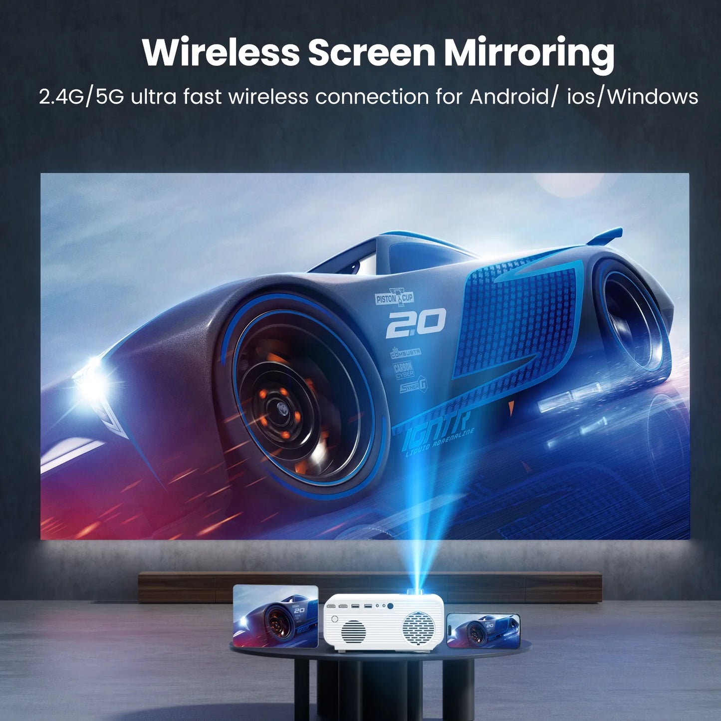 Native 1080P Projector with WiFi and Bluetooth Support, 4K Compatibility, 100,000 Hours Lamp Life